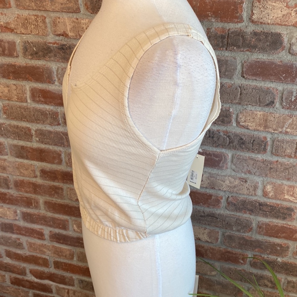 Gilded Intent Cream Ribbed Notch-Neck Tank Top - Picture 4 of 14